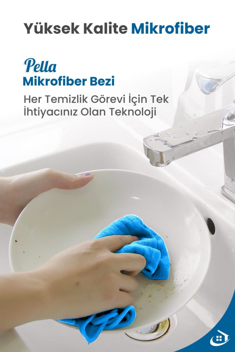 3'lü Mikrofiber Araba, Cam, Mutfak Temizlik Bezi, Mavi (40 CM X 40 CM) - 4