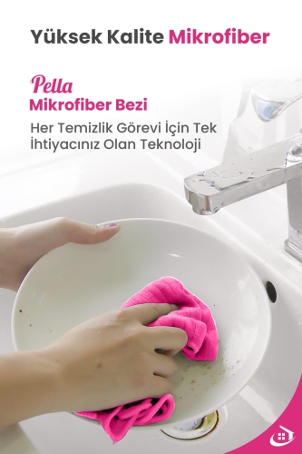 3'lü Mikrofiber Araba, Cam, Mutfak Temizlik Bezi, Pembe (40 CM X 40 CM) - 4