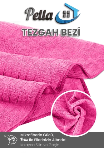3'lü Mikrofiber Araba, Cam, Mutfak Temizlik Bezi, Pembe (40 CM X 40 CM) - 2