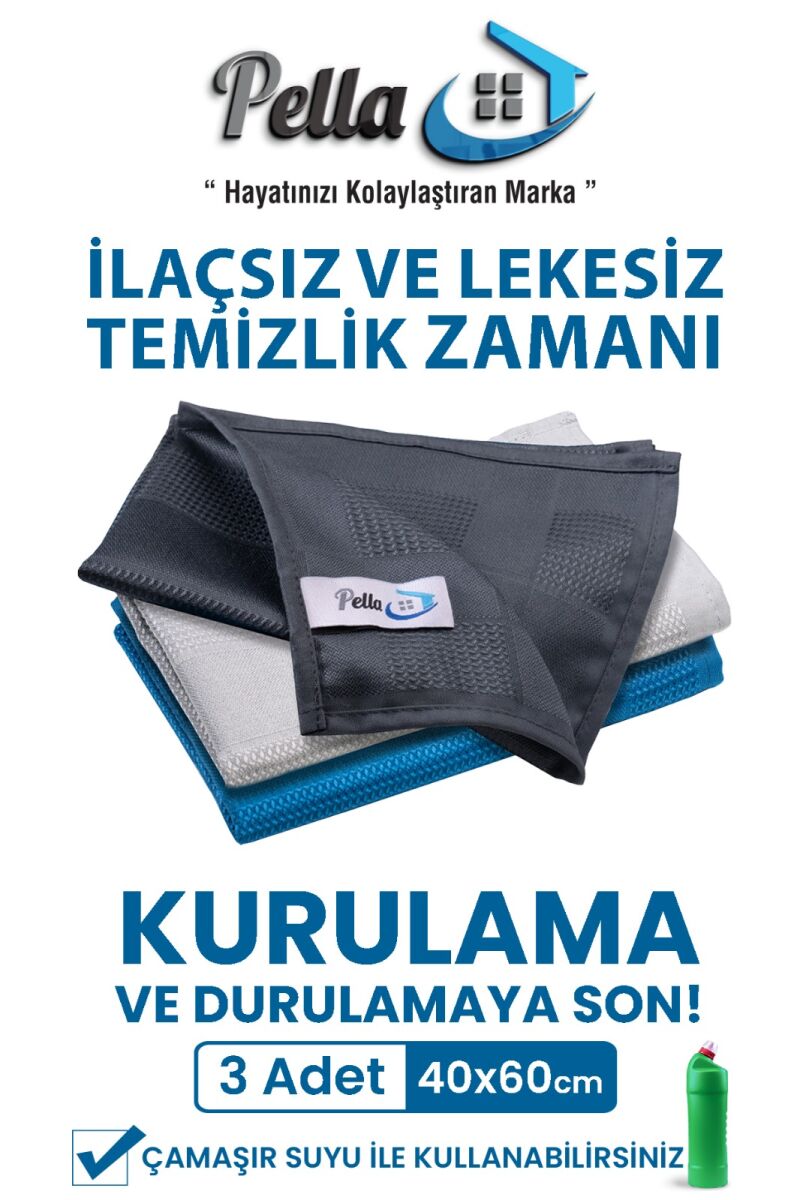 3'lü Mikrofiber Temizlik Bezi 40*60 cm ACTİVE - 1