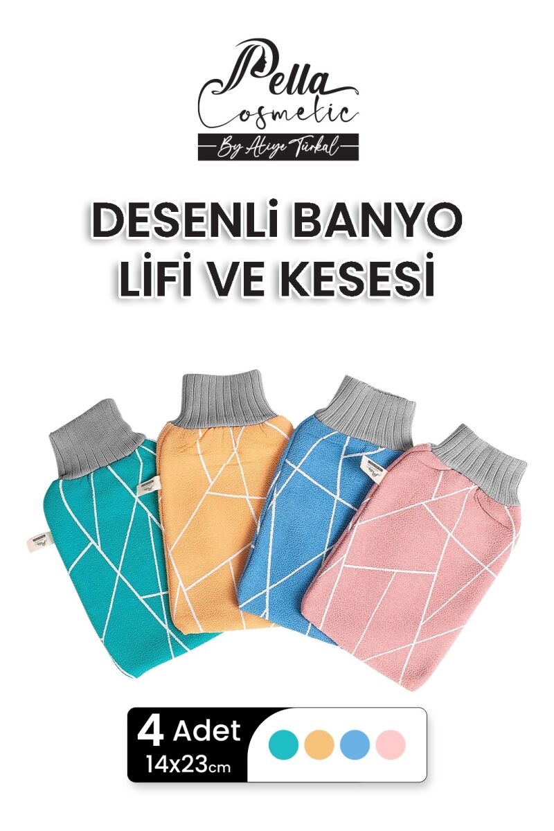 4 Adet Renkli Desenli Banyo Lifi - 1