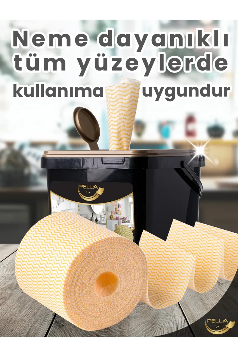 Islak Yüzey Temizleme Havlusu, Hijyenik Temizlik Bezi , 250 Adetli Kova Mendili - 7