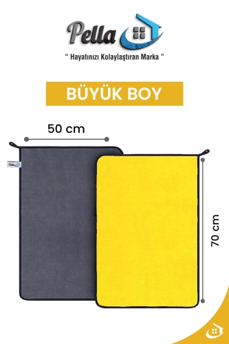 Mikrofiber Çift Taraflı Araç Kurulama Bezi Sarıgri - 2